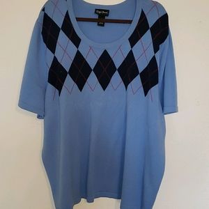 Maggie Barnes light blue short sleeve sweater